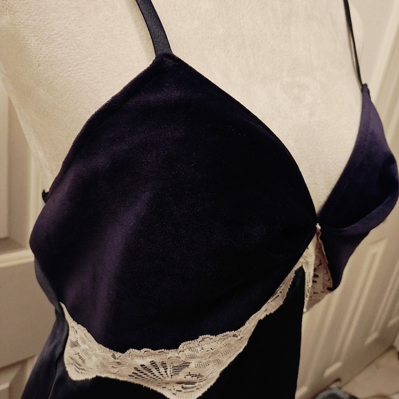 Vintage Cinema Etoile Velvet & Satin Babydoll Chemise Lingerie Slip Dress. - Picture 4 of 16